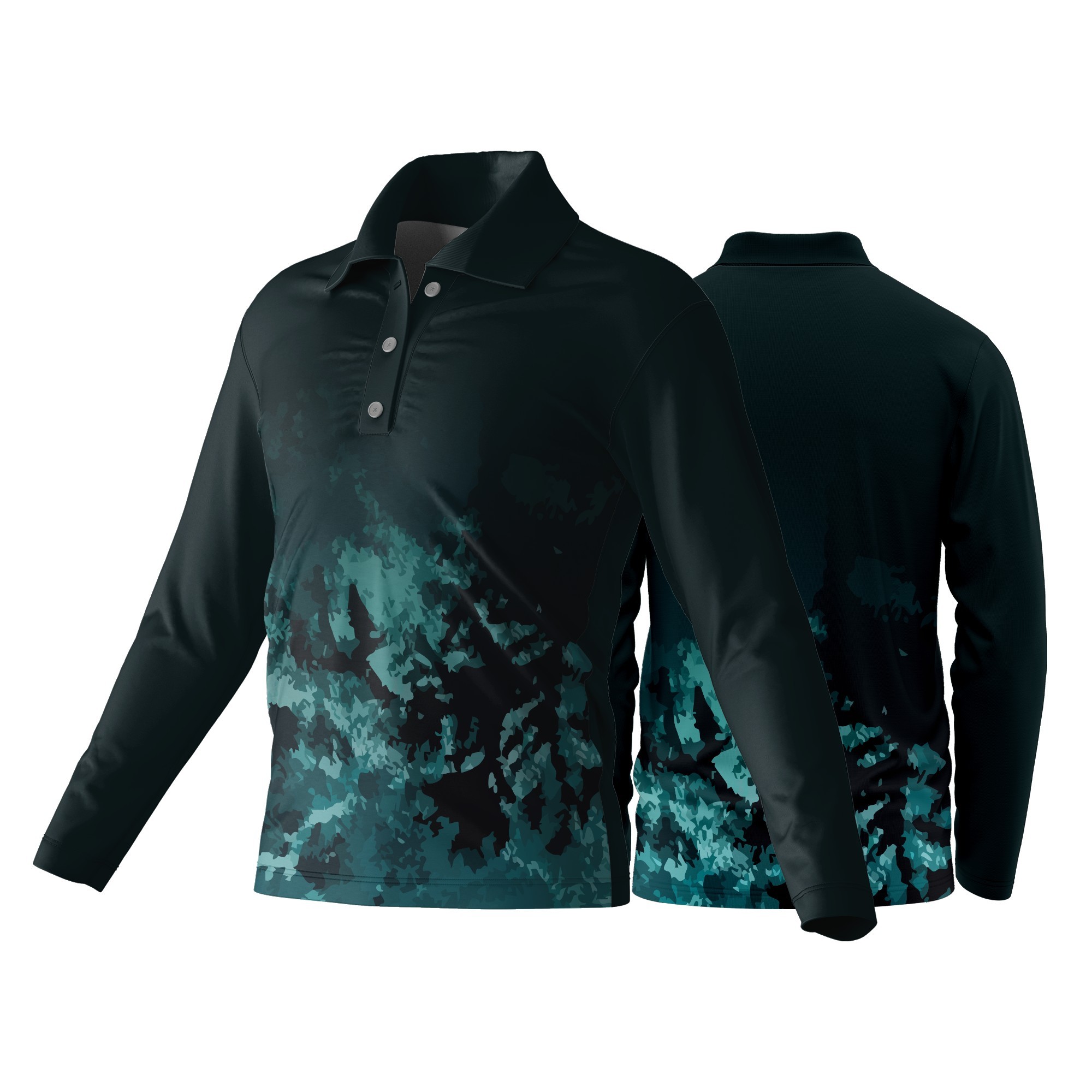 Unisex Long Sleeve Golf Shirt | Poly Spandex | Camo Design