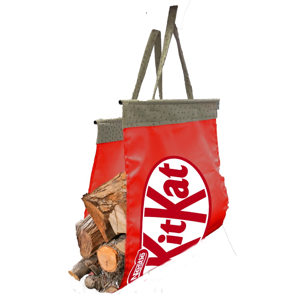Willow Faux Leather / Fabric Mix Firewood Bundle Carrier - Image 3