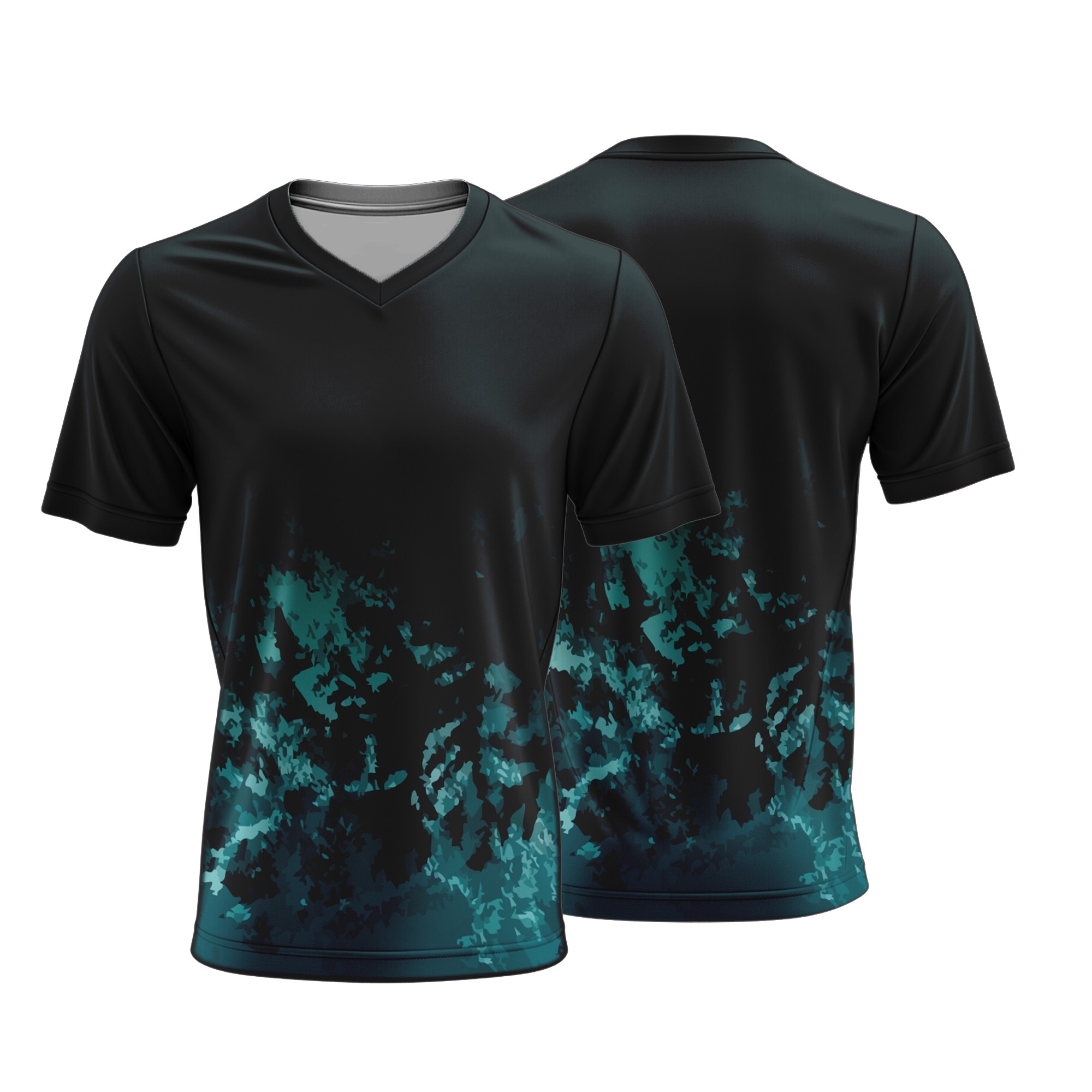 Unisex Short Sleeve V-Neck T-Shirt | Interlock | Camo Design - Image 4