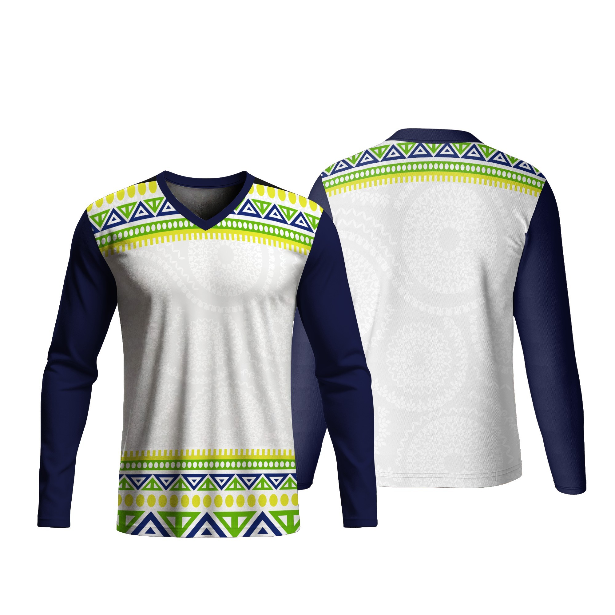 Unisex Long Sleeve V-Neck T-Shirt | Poly Spandex | Africa Design - Image 4