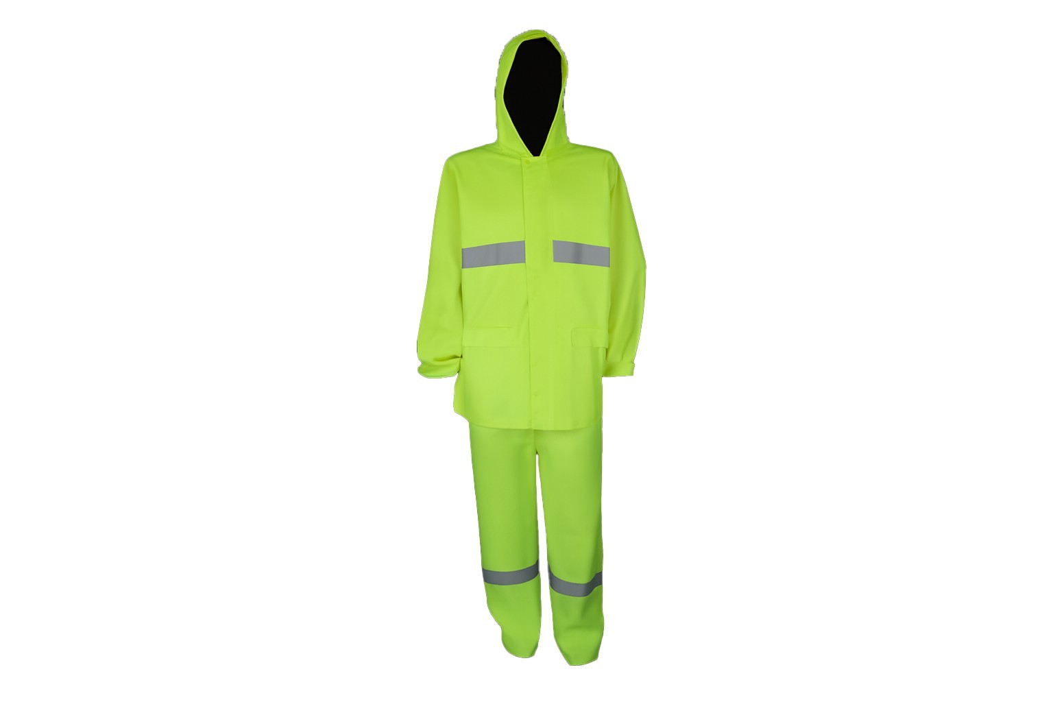 Hi-Viz PVC Rubberised Rain Suit With Reflective Tape - Image 3