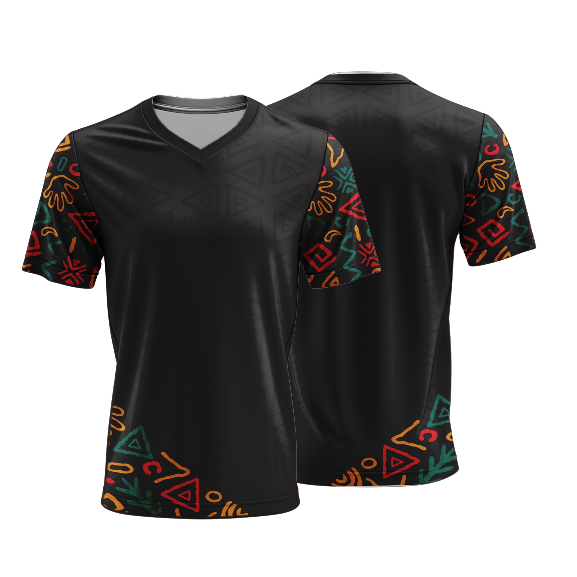 Unisex Short Sleeve V-Neck T-Shirt | Pique Knit | Africa Design - Image 5