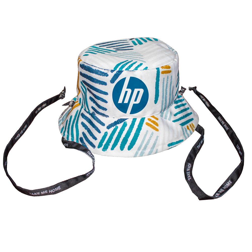 Bustle Reversible Bucket Hat With Personalised Branded Petersham Ties