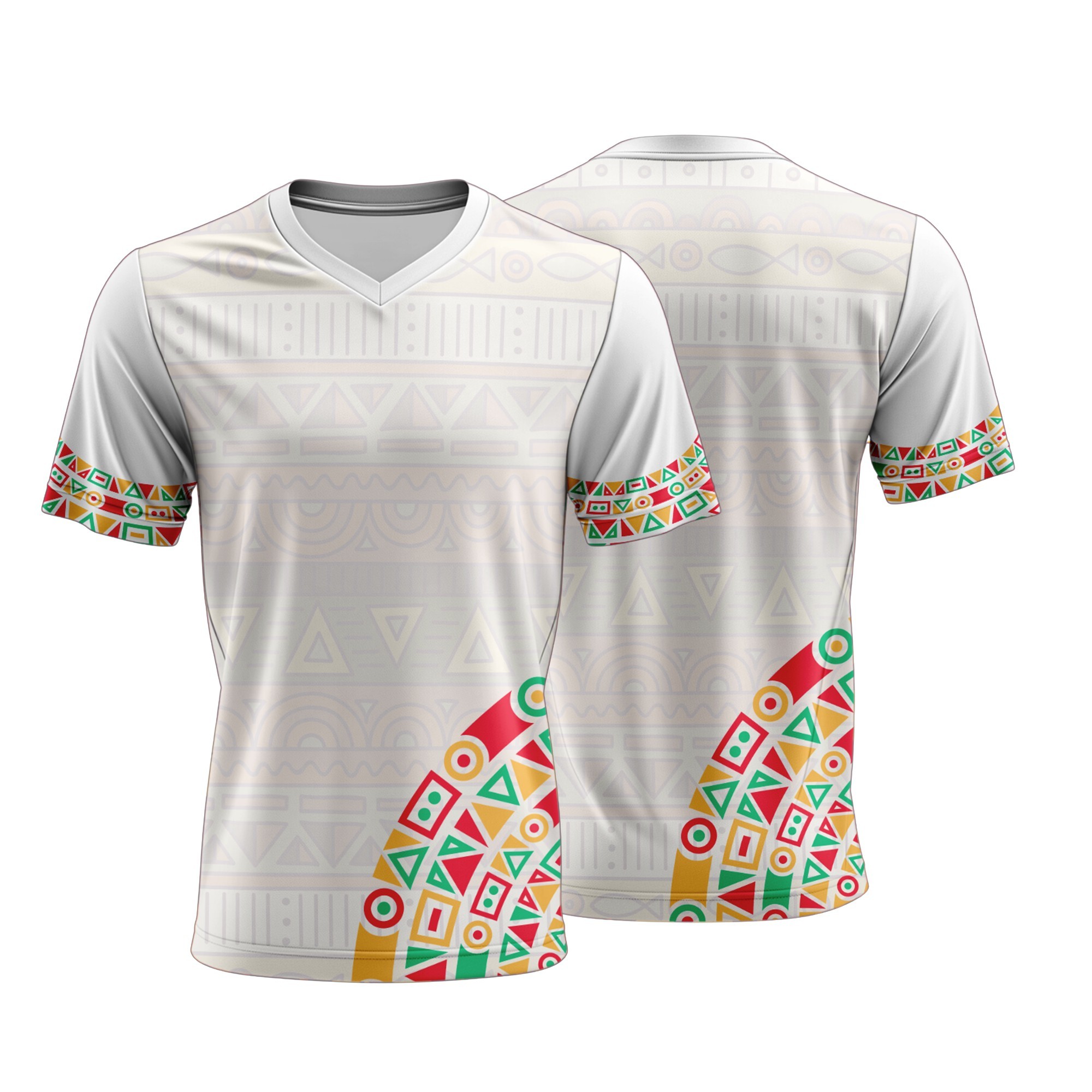 Unisex Short Sleeve V-Neck T-Shirt | Pique Knit | Africa Design - Image 4