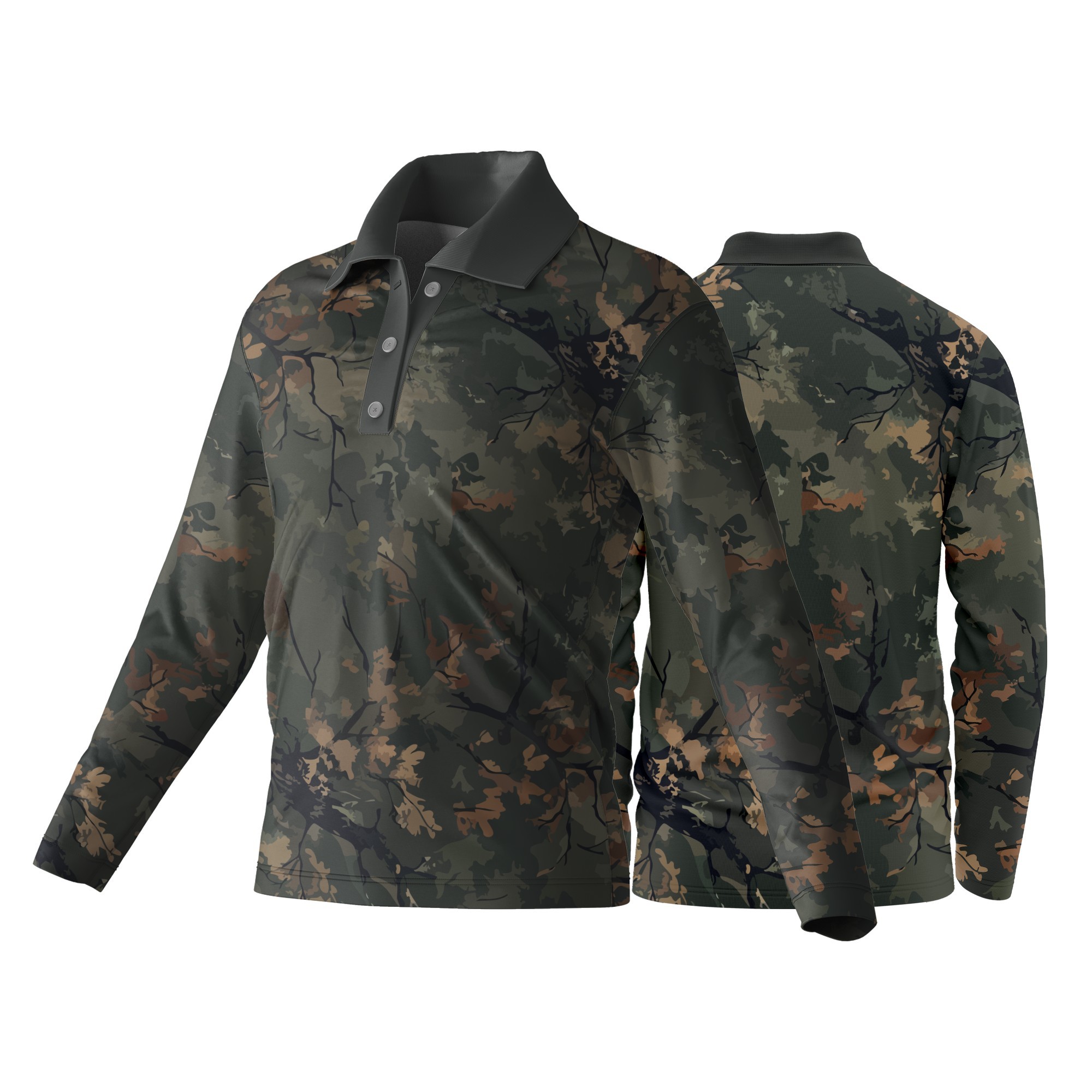 Unisex Long Sleeve Golf Shirt | Interlock | Camo Design - Image 6