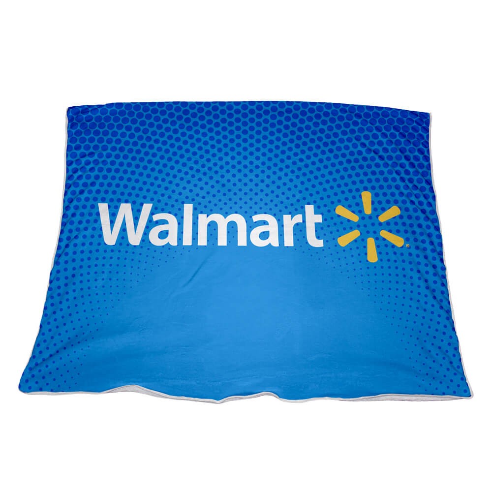 Marabou Mongolian Fleece Throw S/S Print Binded With Personalised Branded Petersham Webbing - Image 3