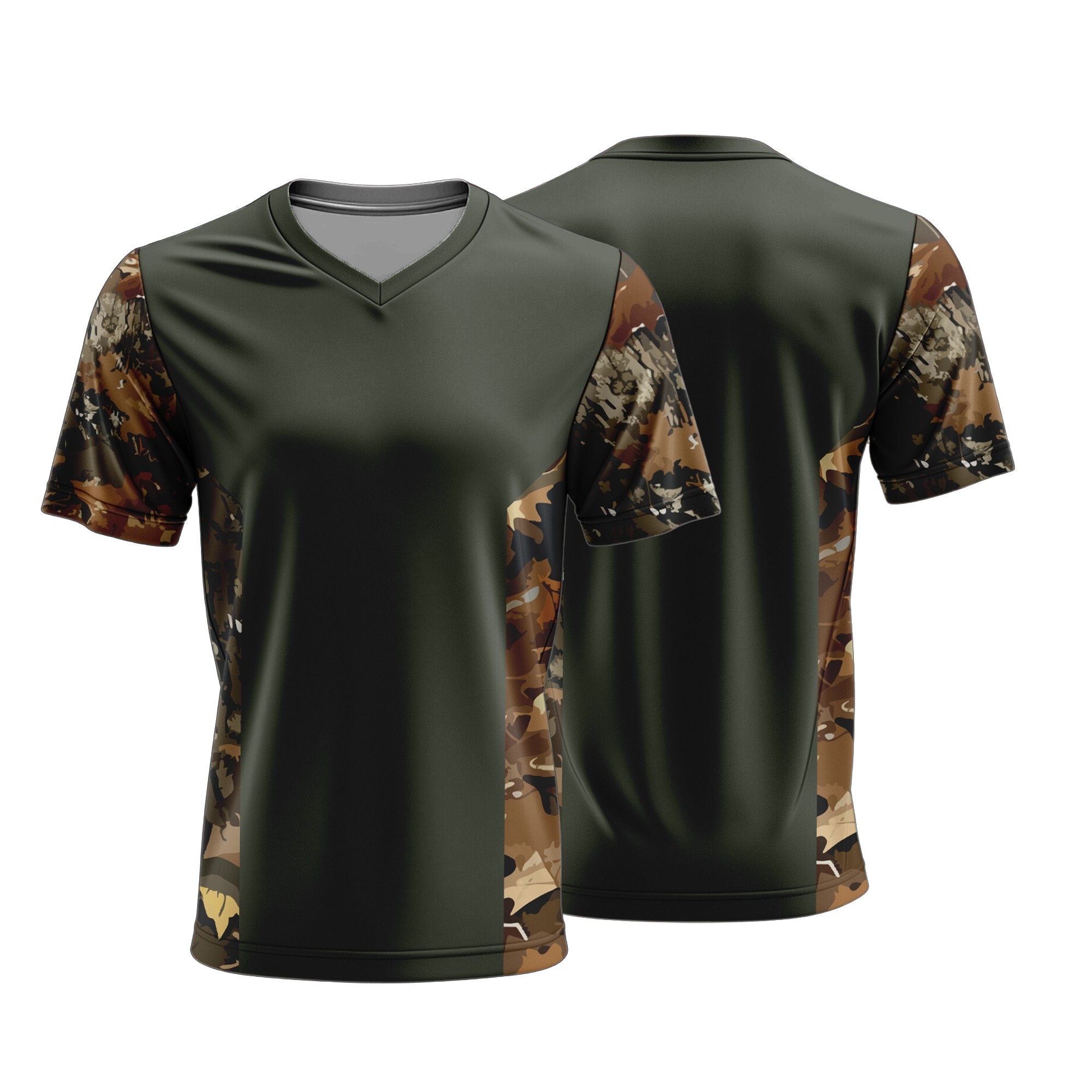 Unisex Short Sleeve V-Neck T-Shirt | Interlock | Camo Design - Image 3