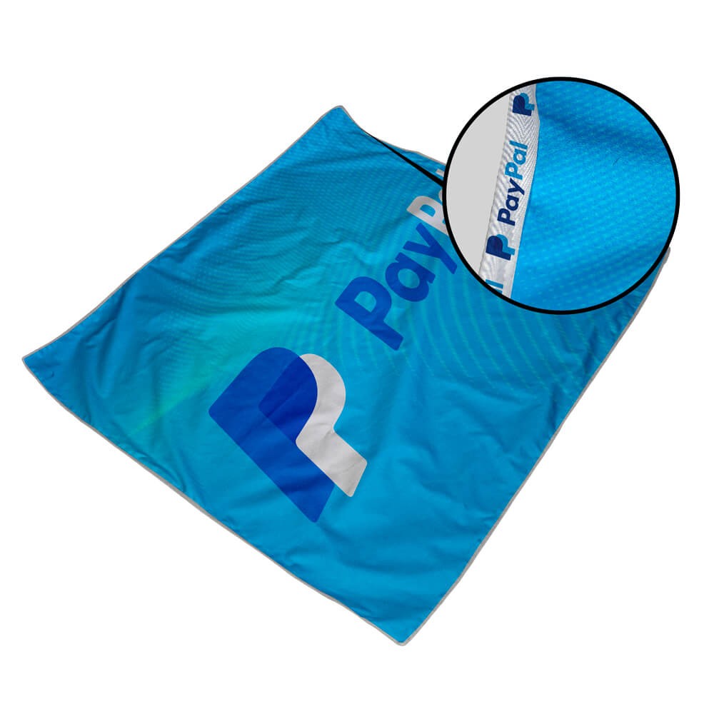 Lance Rose Quick Drying Picnic Blanket With Waterproof Backing S/S Print Binded With Personalised Branded Petersham Webbing - Image 3