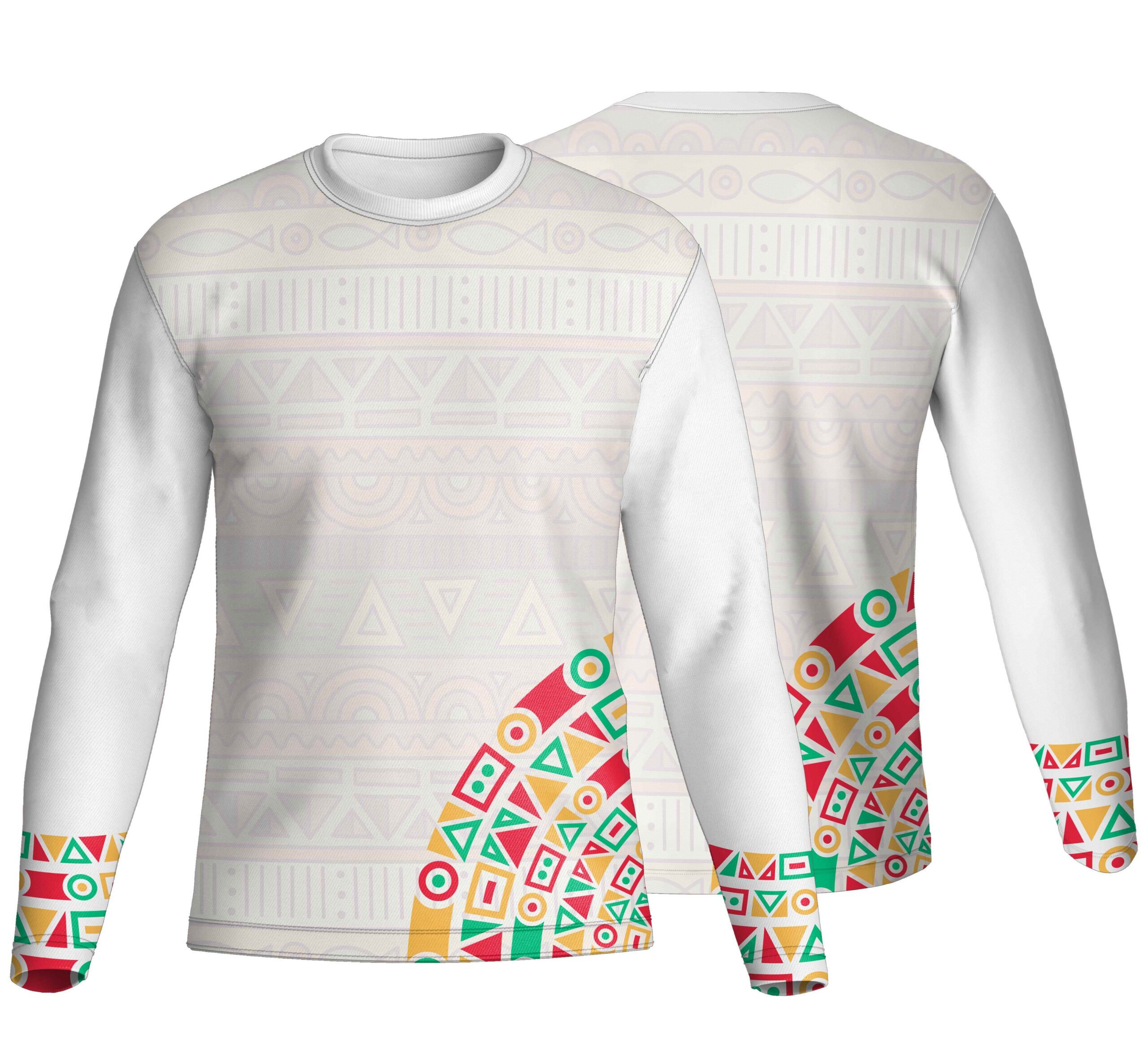 Unisex Long Sleeve Crew Neck T-Shirt | Drop Needle Square | Africa Design - Image 3