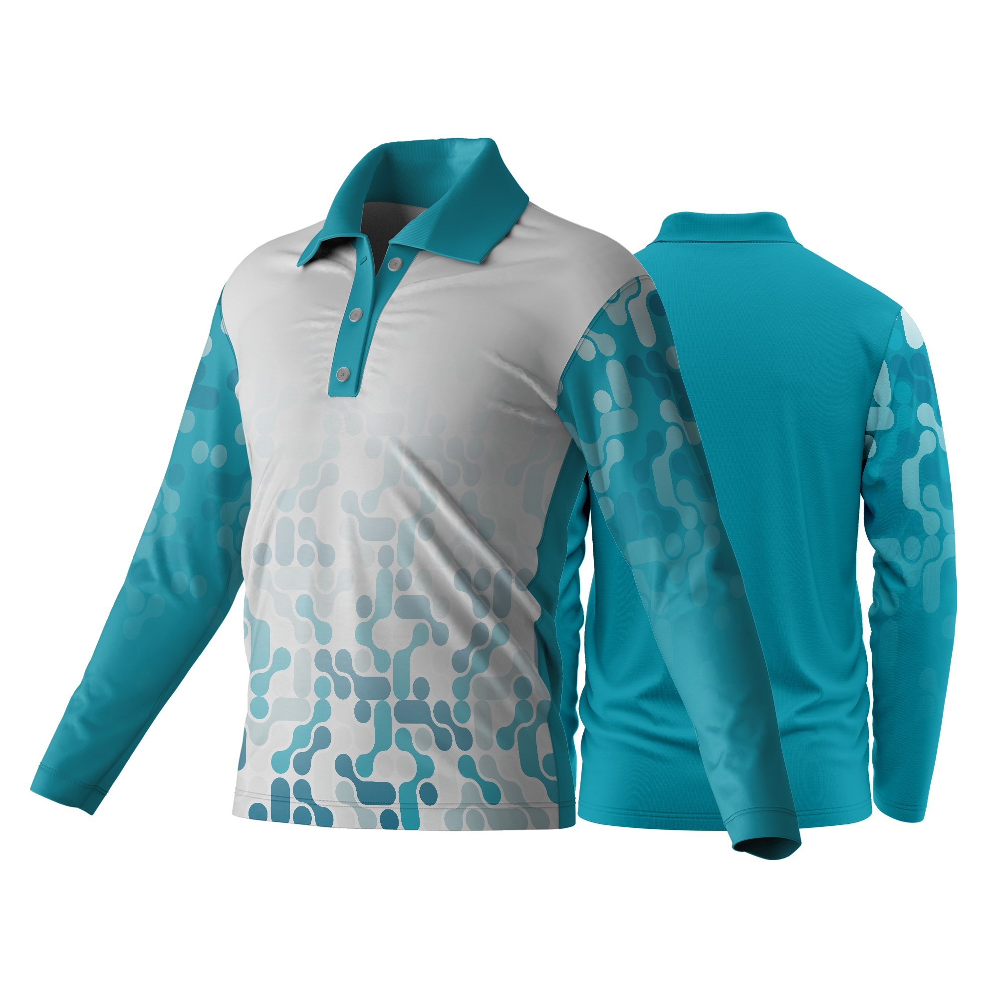 Unisex Dye Sublimated Long Sleeve Golf Shirt | Drop Needle Square | Corporate Design - Image 2