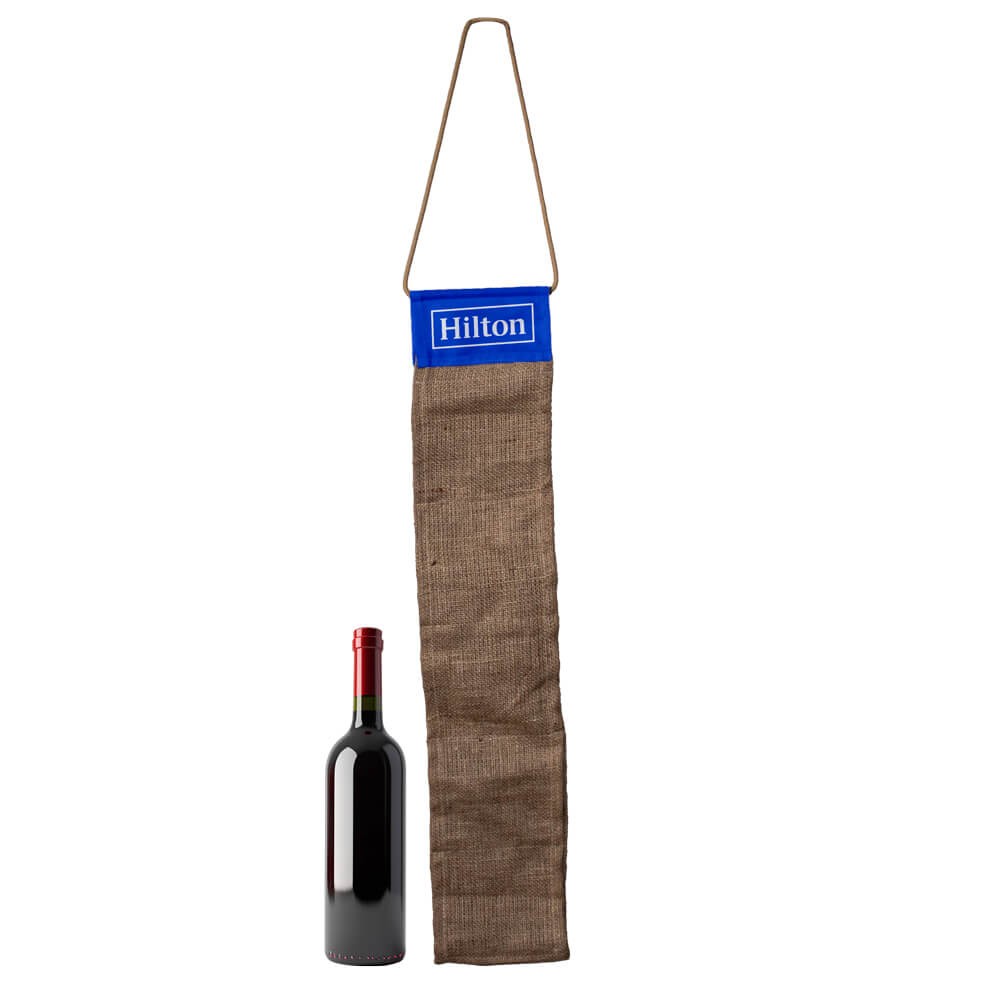 Canary Hanginng Wine Bottle Holder with Hessian/Fabric Mix - Image 2