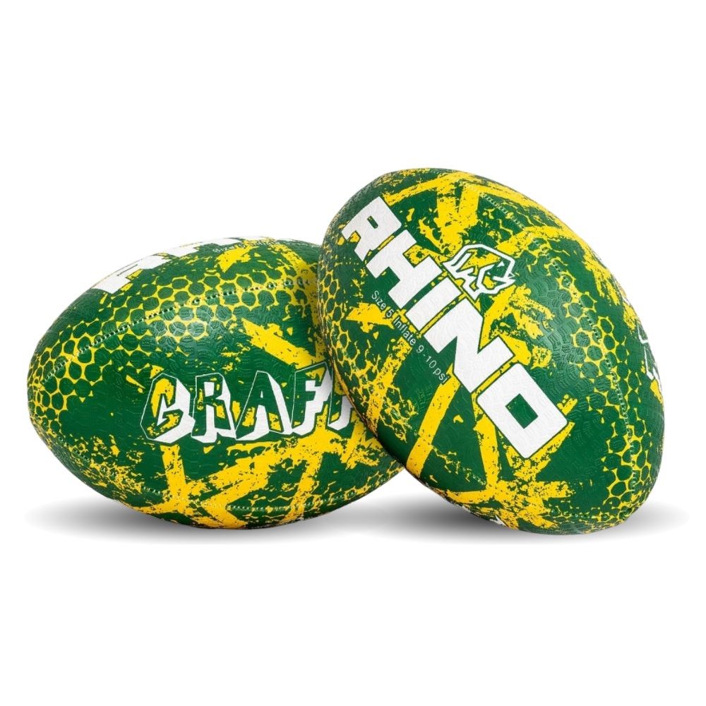 Rhino Graffiti Rugby Ball Green - Image 4