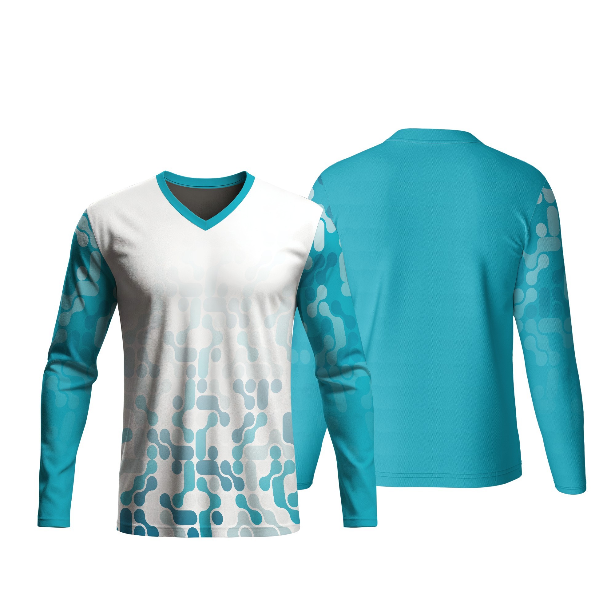 Unisex Dye Sublimated Long Sleeve V-Neck T-Shirt | Dry Tec | Corporate Design - Image 3