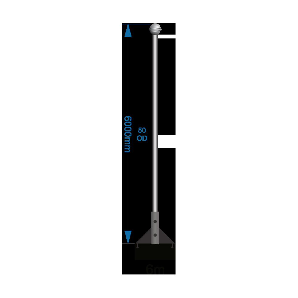 Ground Mounted Flagpole 6m - supply only