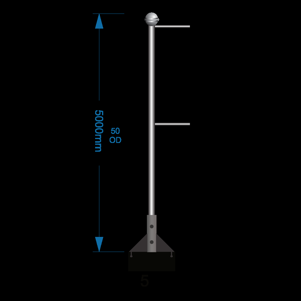 Bannerpole Roof 5m - 2 arm - including installation (one unit)