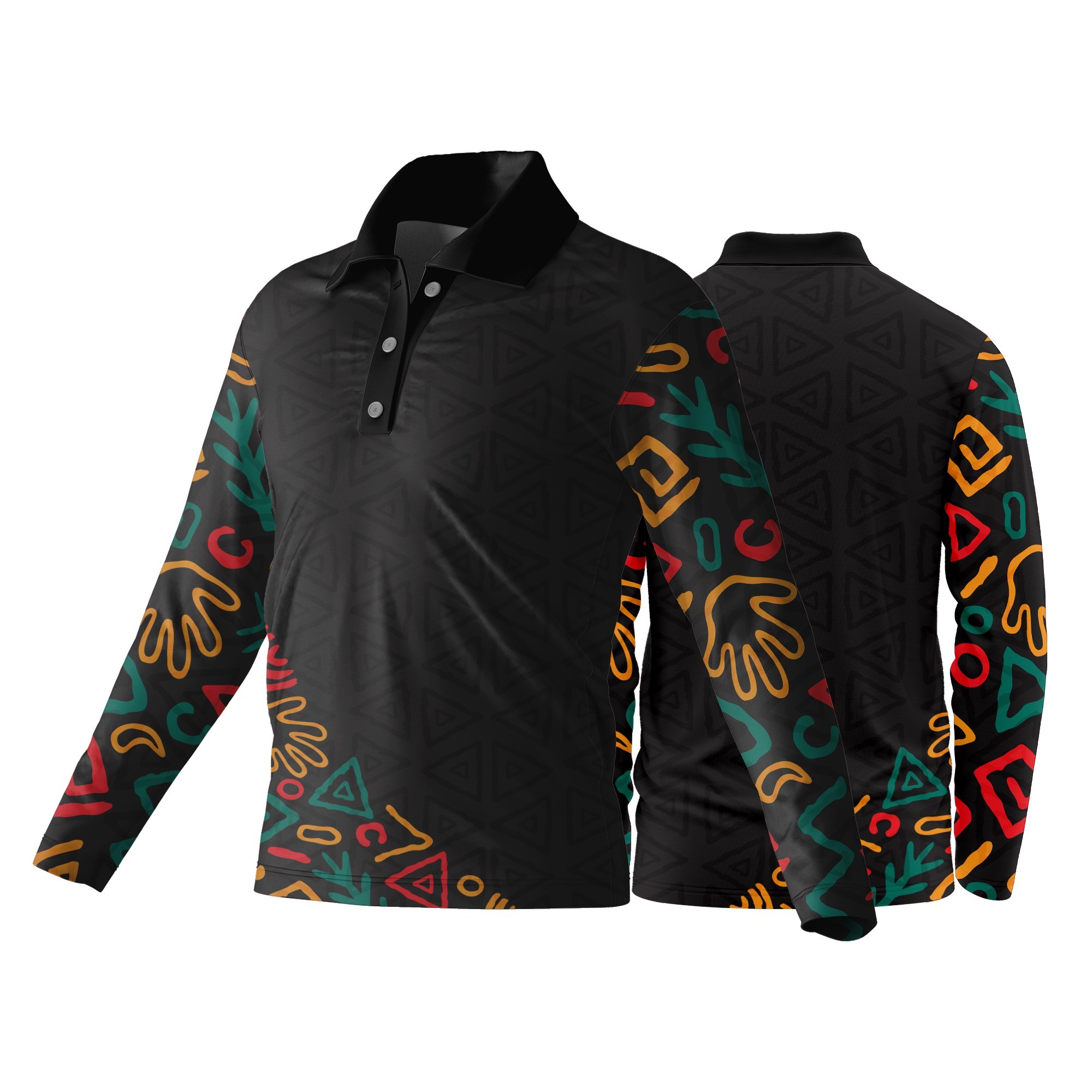 Unisex Long Sleeve Golf Shirt | Dry Tec | Africa Design - Image 5