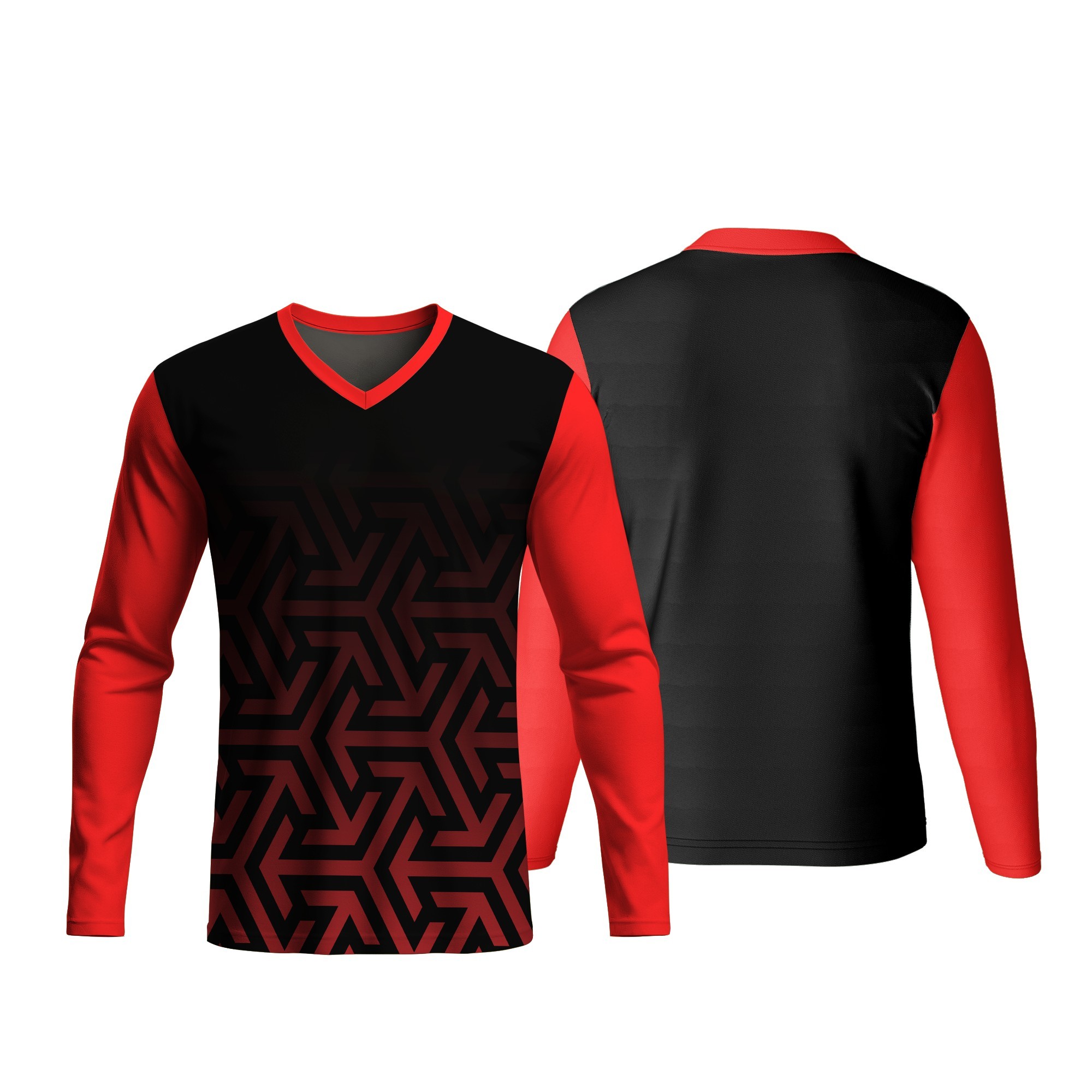 Unisex Dye Sublimated Long Sleeve V-Neck T-Shirt | Poly Spandex | Corporate Design - Image 3